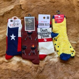 BRAND NEW Bundle of 4 Texas themed and cozy socks